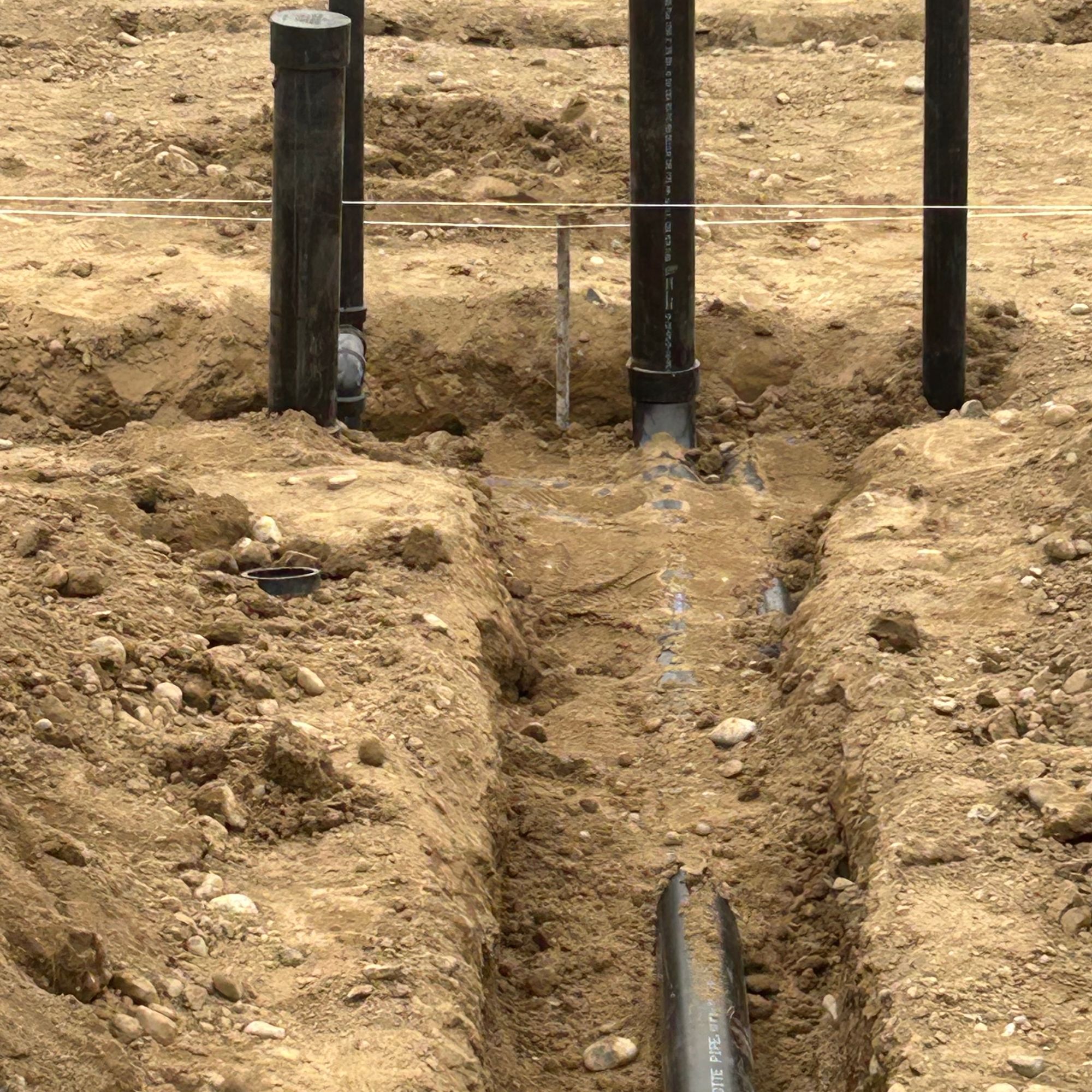 Outdoor trench and pipes